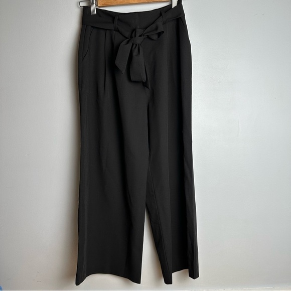 NWT Asos Cropped Belted Wide Leg Trouser Pants, Size 4, Black - Picture 1 of 9